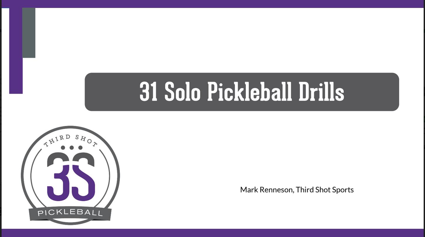 31 Solo Pickleball Drills (Digital and Hardcopy)